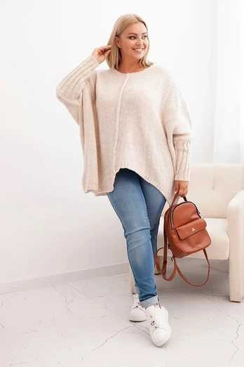 Moteriškas Plus Size megztinis, smėlio spalvos