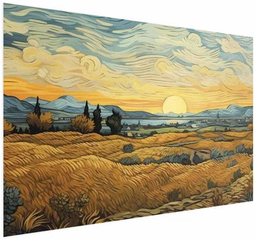 Artgeist Plakatas - Impressionistic fields - painted golden landscape with fields of grain