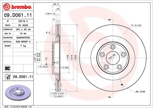 Stabdžių diskas BREMBO 09.D061.11