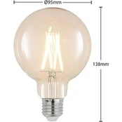 LED lempa E27 8W 2700K G95 Globe skaidri, 3 vnt