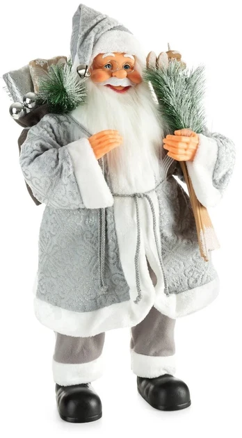 Figūrėlė, "Kalėdų senelis", 44 cm, balta/sidabro