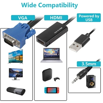 VGA į HDMI adapteris su garsu