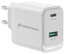 CONCEPTRONIC Ladegerät 2Port 45W,1xUSB-C,1xUSB-A baltas