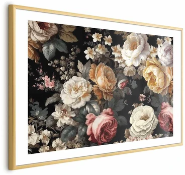 Artgeist Plakatas - Colorful Flowers on a Juodas Background