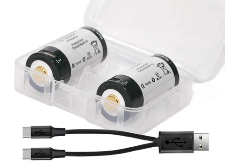 Keeppower 16340 1000mAh 3V su micro USB 2 vnt.