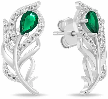 Brilio Silver Dazzling sidabrinis earrings Feathers with zircons EA1202WG