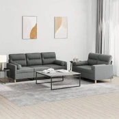 Sofa Sofos komplektas su pagalvėmis, 2 dalių, pilkas, audinys kaina