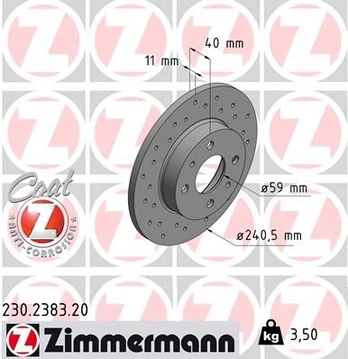 Stabdžių diskas ZIMMERMANN 230.2383.20