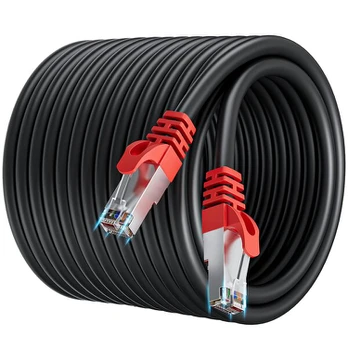 Cat 7 Ethernet tinklo kabelis 50 m, Sftp, 10 Gbps, juodas