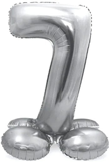 Sidabrinis pastatomas balionas - skaičius 7, 40 cm
