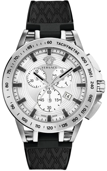 Vyriškas Versace Sport Tech chronografinis laikrodis sidabrinis