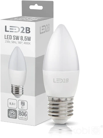 9W LED lemputė SW, E27, balta, 4000K, 180°