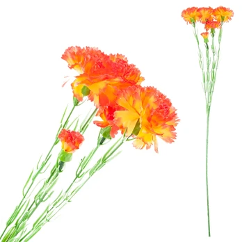 Dirbtinių gvazdikų puokštė, oranžinė
