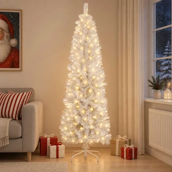 Dirbtinis lieknas Kalėdų medis 210 cm 300 LED Šilta balta