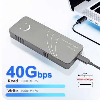 Išorinis M.2 Nvme Ssd dėklas Usb 4.0 40gbps, su Asm2464 lustu