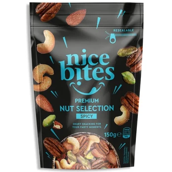 Riešutų mišinys su aštriais prieskoniais NICE BITES, 150 g