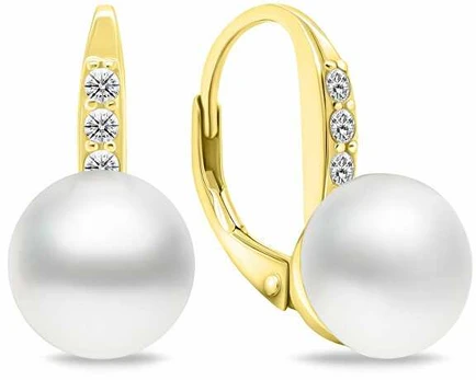 Brilio Silver Charming auksinis-plated earrings with pearl and zircons EA723Y