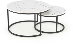 JAVA set of 2 c. tables, baltas marble / juodas kaina