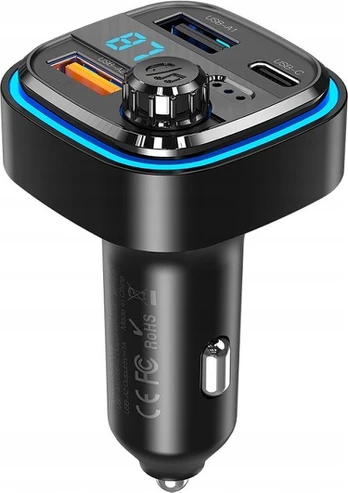 Car charger / FM transmitter XO BCC08 USB x2, USB-C, MP3, Bluetooth 5.0 (black)