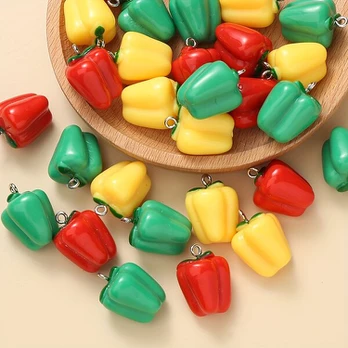 Pakabukas, paprikos forma, 10PCS Yellow 3D Simulation Pepper Pendant