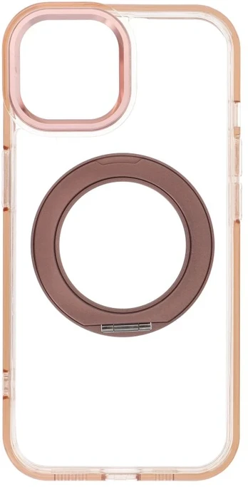 Dėklas Oem Case for iPhone 15 Frame Circle Stand compatible with MagSafe auksinis