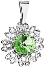 Evolution Group Sparkling pendant with žalias Swarovski crystal Flower 54032.3 peridot