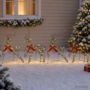 Kalėdų elnias 4 vnt. 80 LED Šilta balta 43 x 19 x 65 cm