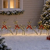 Kalėdų elnias 4 vnt. 80 LED Šilta balta 43 x 19 x 65 cm kaina