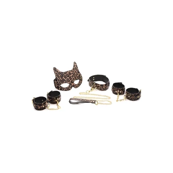 XR Brands Leopard Print 7-Piece Bondage Collection Faux Leather Set
