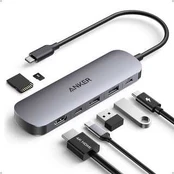 7in1 Anker Nano 100W docking station 2xUSB-C, 2xUSB, 1xHDMI, SD/Micro SD slot pilkas