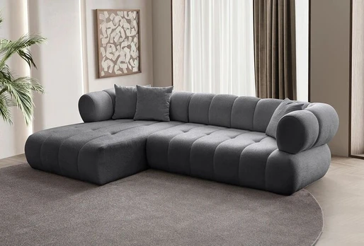 Kampinė sofa Petra Left, tamsiai pilka
