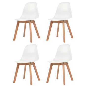 Valgomojo kėdės, 4vnt., baltos spalvos, plastikas