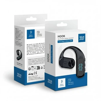 Belaidės mono ausinės Blue Star Hook juodas