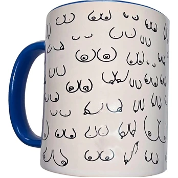 DIABLO PICANTE - WHITE BOOBS MUG WITH BLUE HANDLE 370 ML