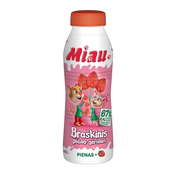 Braškinis pieno gėrimas MIAU, 2,3% rieb., 450 ml