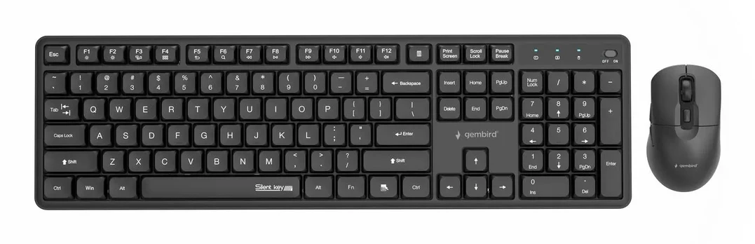 Gembird KBS-WMS-01 Silent key Pro Business wireless desktop set, black, US layout