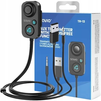 Automagnetola Aux transmiteris, laisvų rankų įranga, bluetooth 5.1 usb imtuvas Savio Tr-13