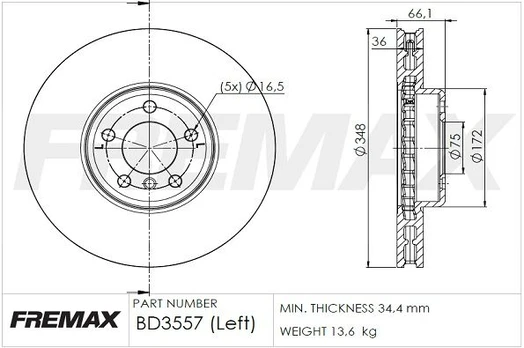 Stabdžių diskas FREMAX BD-3557