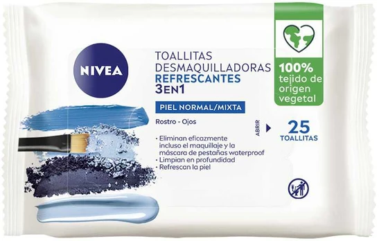 Nivea Refreshing 3-in-1 MAKEUP REMOVAL WIPES 25 u
