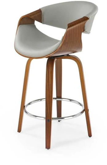 H123 bar stool, pilkas / walnut