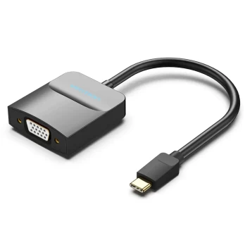 Vention Type-C to VGA Adapter 0.15M Black ABS Type, 2.0, USB Type-C, VGA (D-Sub) output, 1920 x 1080 pixels