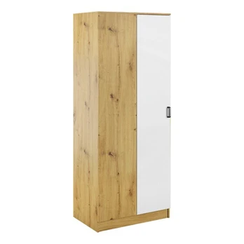 Kampinė spinta Kami 1D, 82x53.8x205.6 cm, balta/ruda