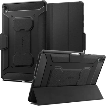 Matinis juodas atverčiamas dėklas Samsung Galaxy Tab S12 Plus 12.6 planšetei "Spigen Rugged Armor"