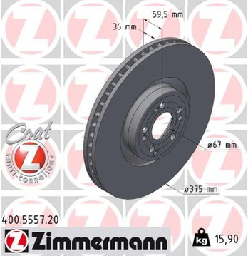 Stabdžių diskas ZIMMERMANN 400.5557.20