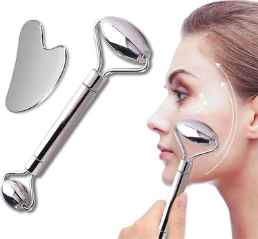 Metal Face Roller & Gua Sha Set inSPORTline Comesta Set