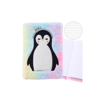 Lean Plush Fur Notebook Lined Penguin Notebook Colored A5