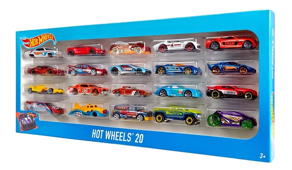 Dvidešimties „Hot Wheels“ automodelių rinkinys, 20 vnt