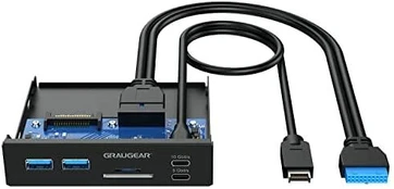 Šakotuvas Graugear USB-HUB+Kartenleser Multi Front Panel, Type-C USB mažmeninė prekyba