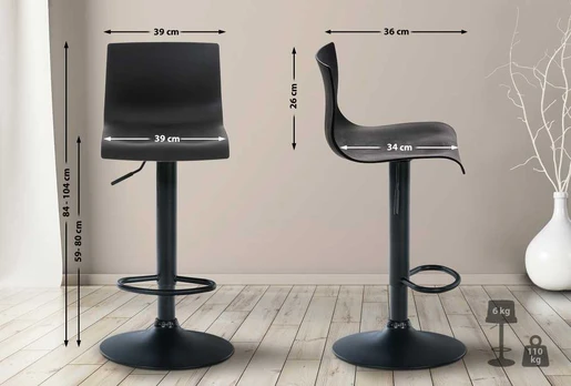 Baro kėdė Hover juoda, Metall matt juodas