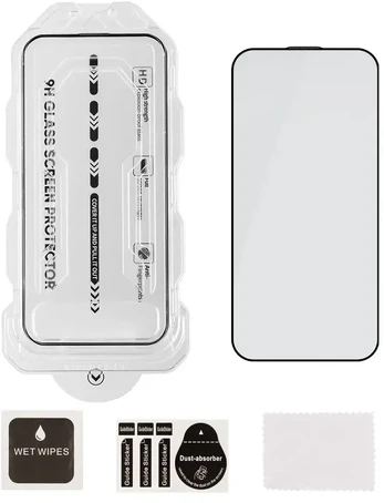 OBAL:ME 5D Glass Screen Protector with Applicator for Apple iPhone 15/16 Juodas